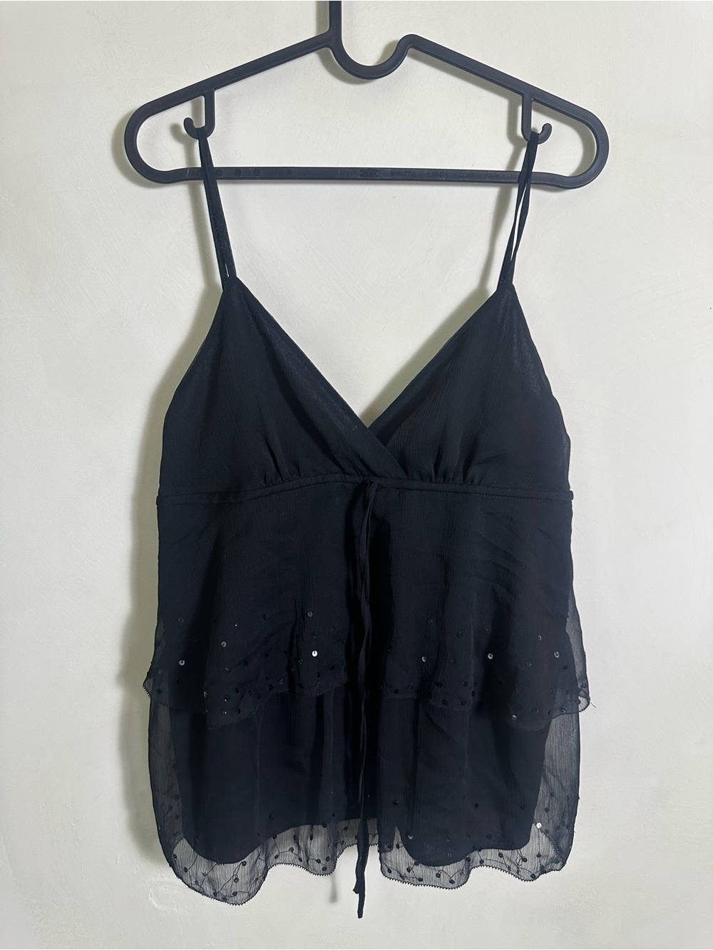 Old Navy Y2K Black Sequin Spaghetti-Strap V-Neck Layered Tank Small